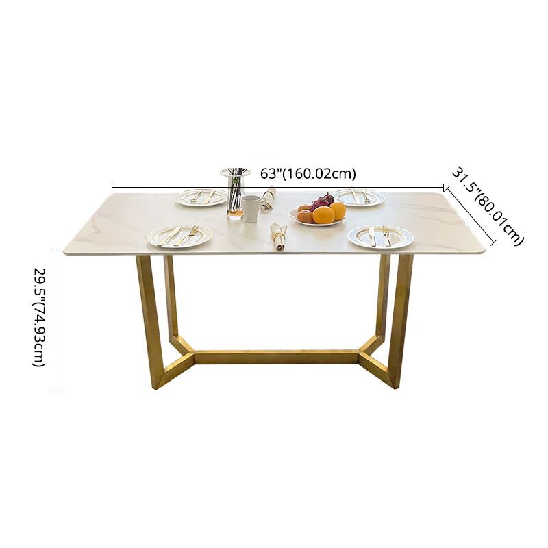 Dining Room Set Nordic Rectangle Dining Table Formal Dinette Set with Metal Base