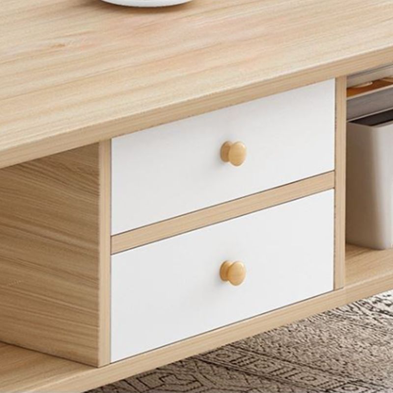 Modern Style Rectangular Artificial 4 Legs Base with Drawer Coffee Table