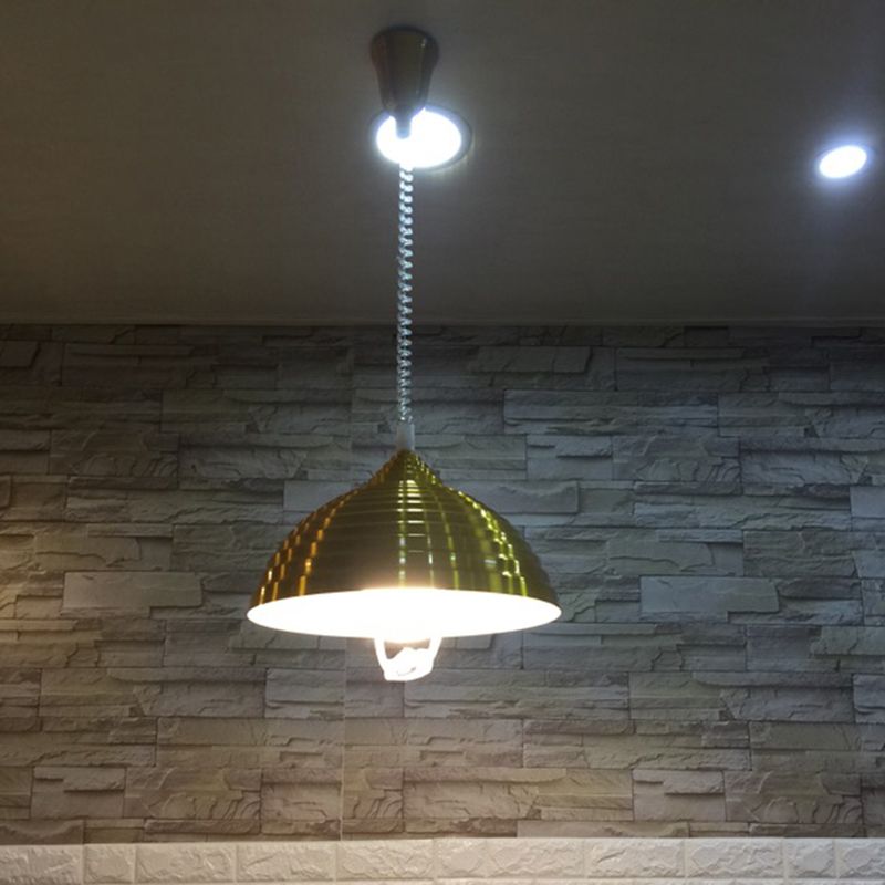 1-Licht-Hanglampe, moderne, gerippte Kuppelschatten-Metall-Anhänger Licht für Wohnzimmer