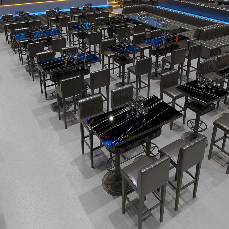 Industrial Style Bar Wine Table Black Bar Dining Table with Storage