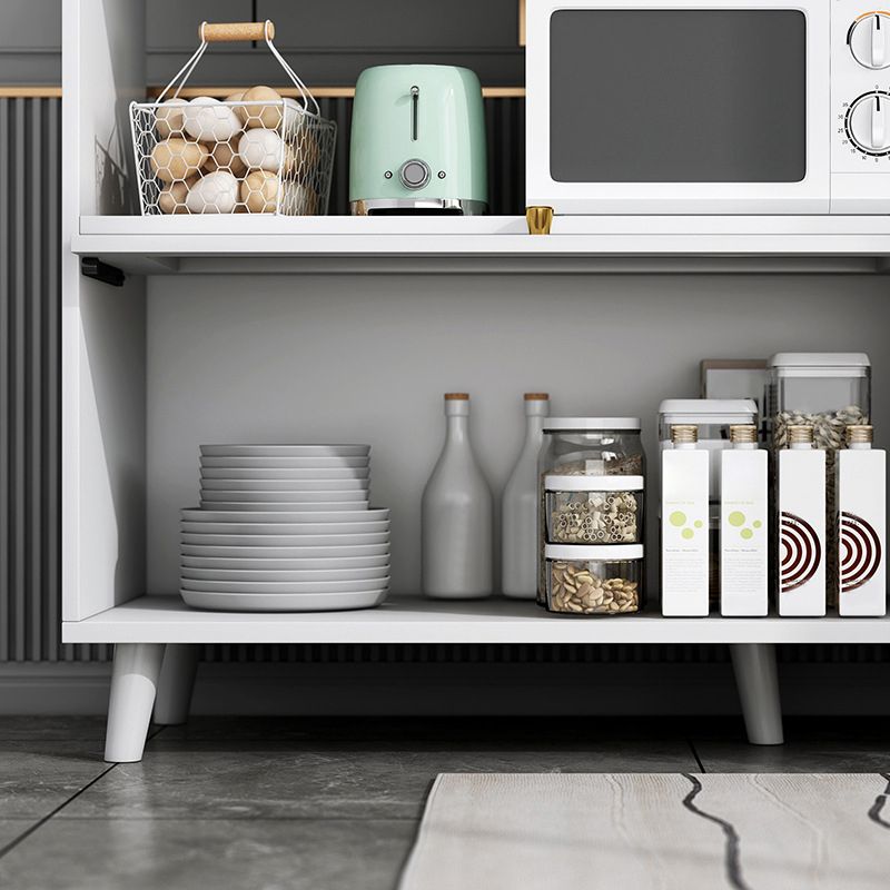 Modern Open Storage Buffet Stand Black Engineered Wood Buffet Sideboard with 3-Drawers