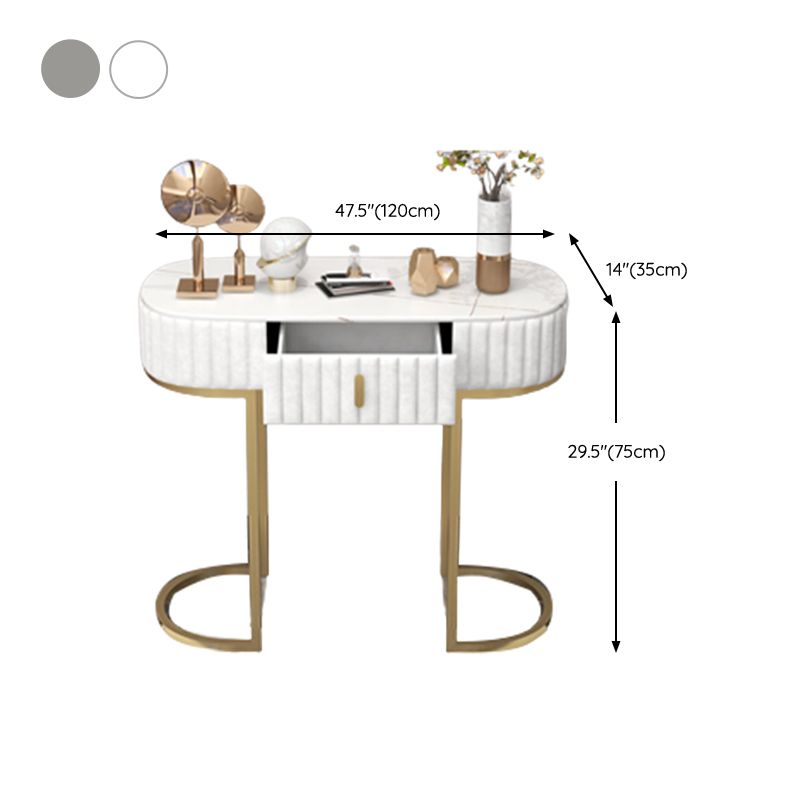 Glam Oval Console Accent Table Antique Finish 13.78" W Sofa Console Table