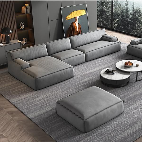 Recessed Arm Modular/Stationary Furniture Sectionals in Grey