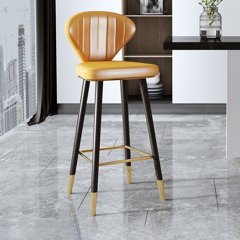 Nordic Glam Style Bar-stool PU Leather Counter Bar Stool with Metal Legs