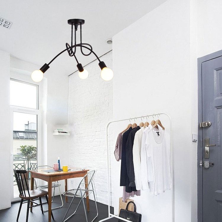 Montaje empotrado de techo de 3/5 cabezales con brazo giratorio, iluminación de montaje semiempotrado de cocina elegante Retro de Metal en blanco y negro