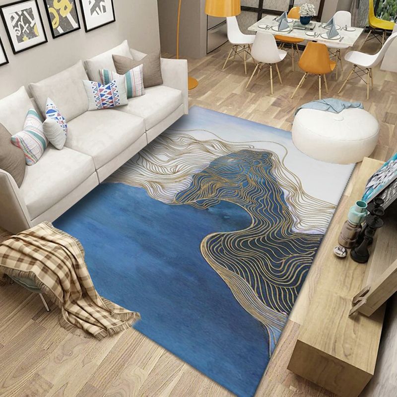 Goud modern tapijten polyester grafisch vloerkleed niet-slip achterste tapijt voor woningdecoratie