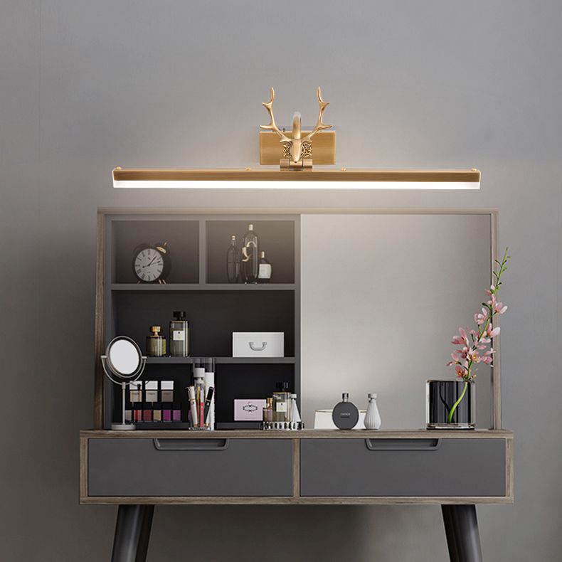 Mid-Century Vintage Style Strip Wall Mounted Vanity Lights Copper Flush Mount Wall Sconce for Bathroom