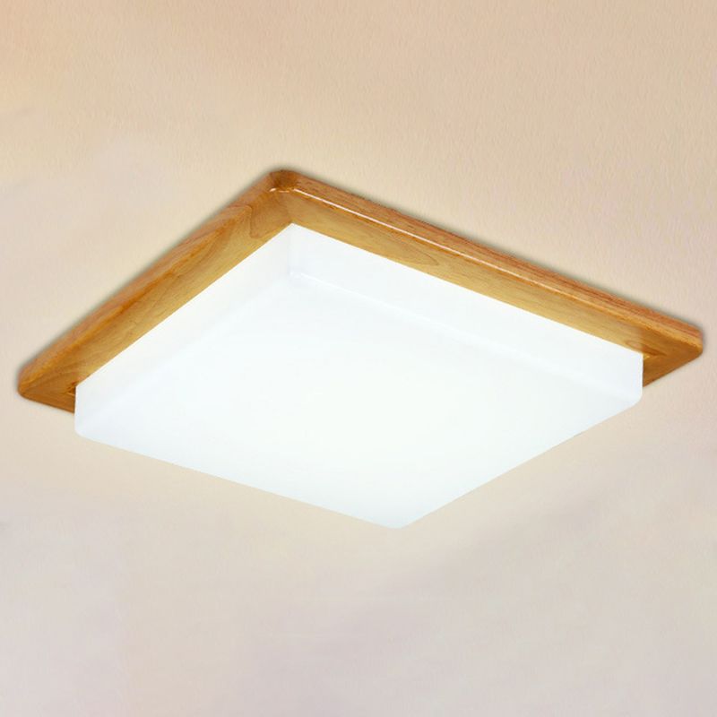 Wood 1-Light Flush Mount Ceiling Lamps Modern Style Geometric Flush Mount Light