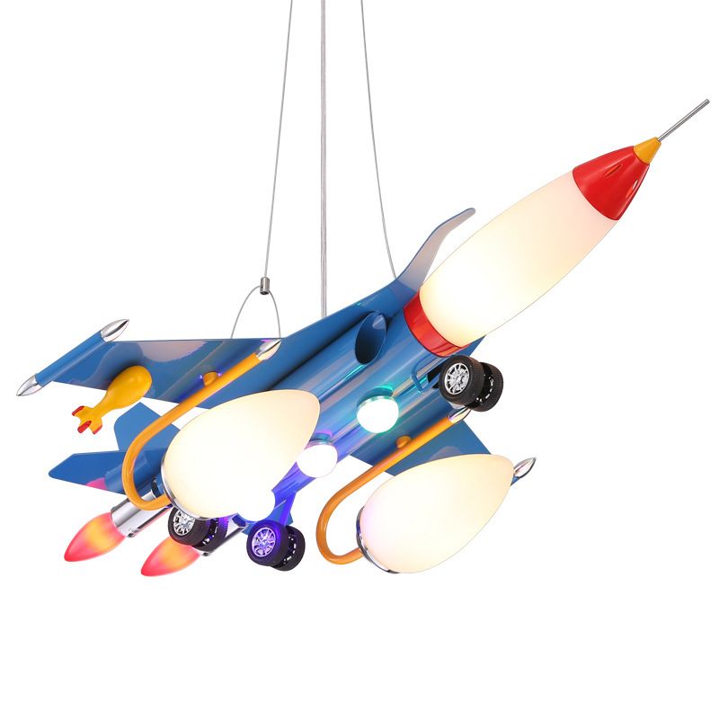 Rocket Aircraft Kids Room Pending Lighting ACRYLIC CREATIN CREARE PLAFIER CHANDELIER EN BLEU