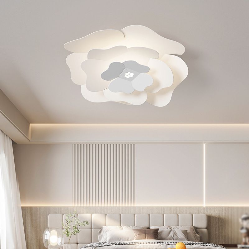 Modernism Flush Mount Flower-Shaped Ceiling Mounted Fixture in White for Bedroom