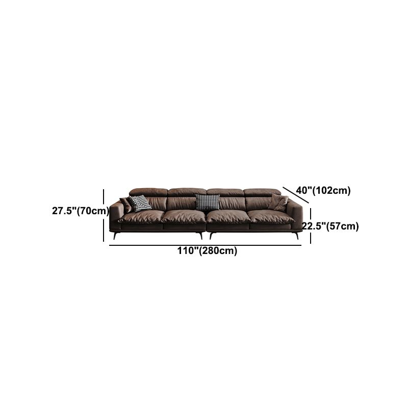 Square Arm Dark Brown Removable Cushions Modern Stain-Resistant Sofa & Chaise