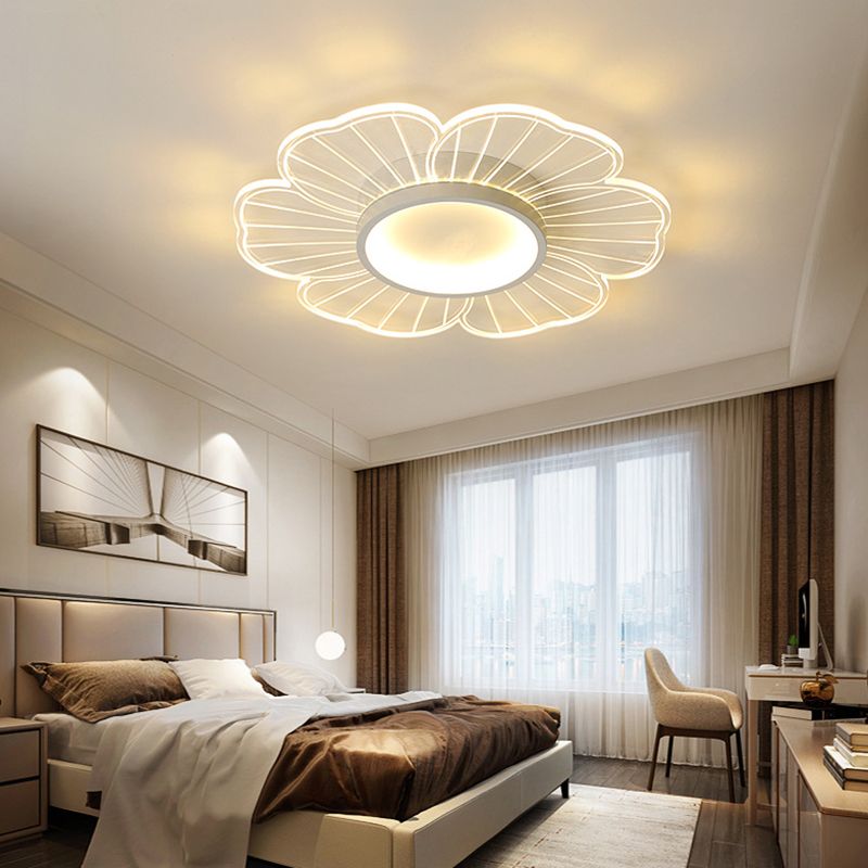 Flower Shape Flush Mount Modern Style Acrylic 1 Lights Led Flush Mount in White