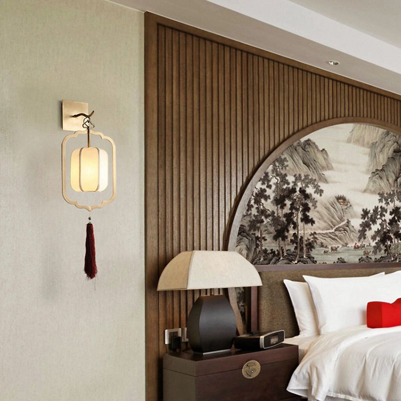 Lámpara de matriz de linterna de metal estilo tradicional 1 lámpara de montaje de pared de noche ligera en oro