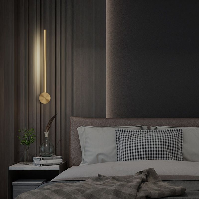 Brass Straight Wall Light Postmodern LED Wall Sconce in Gold for Living Room