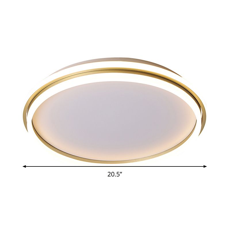 Runde, bündige Beleuchtung aus Acryl, 16,5"/20,5" Durchmesser, minimalistische LED-Deckenleuchte in Gold, warmes/weißes Licht/stufenlose Dimmung mit Fernbedienung