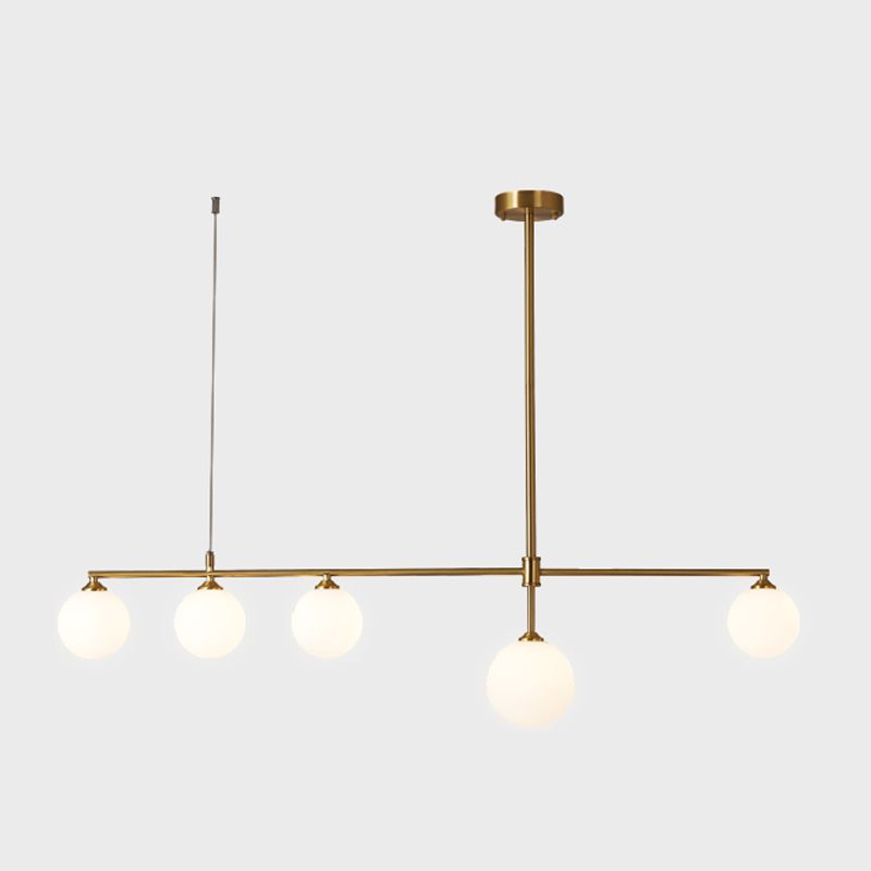 Copper Modern Island Lighting Glass Chandelier Light Fixture for Dining Room