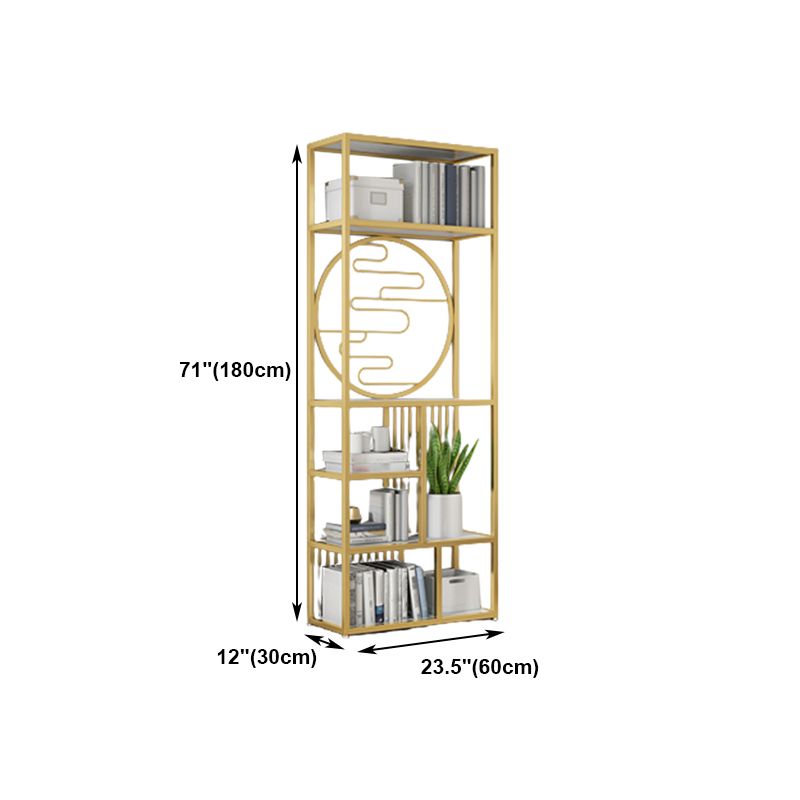 Modern Living Room Etagere Bookshelf Iron Frame Manufactured Wood Shelf Bookcase