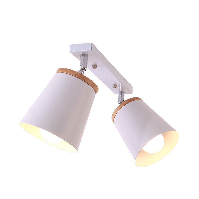 1/2/3-Bulb Semi Flush Light Modernism Tapered Shade Metal Rotatable Semi Flush Mount Light in White for Living Room