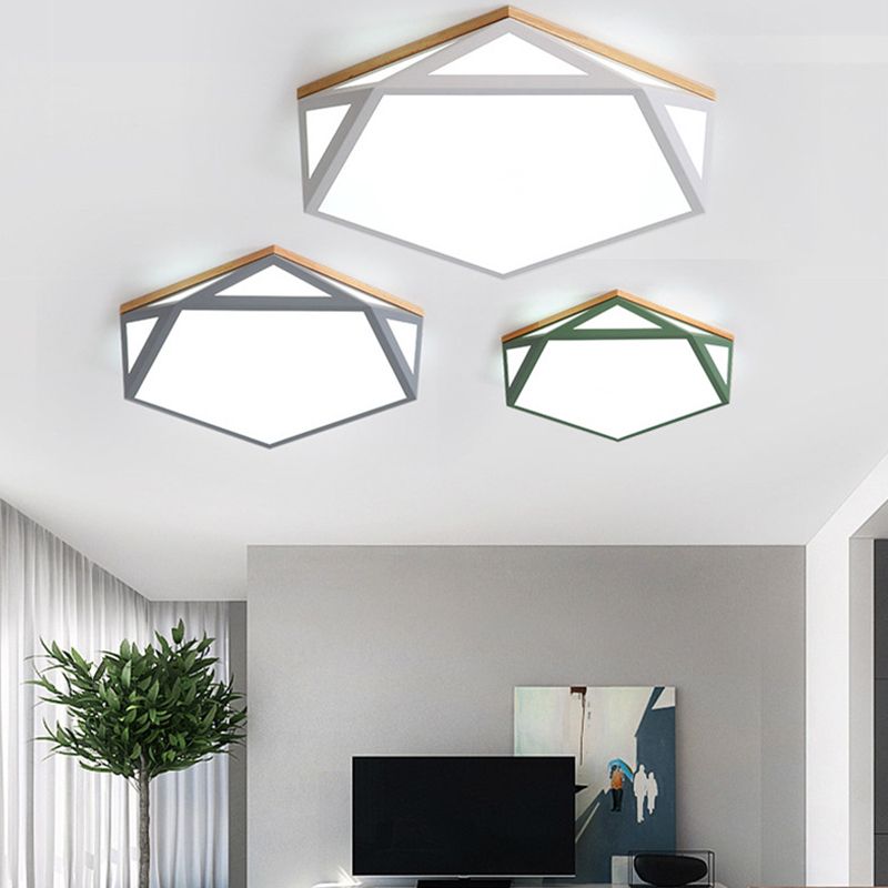 Lámpara de techo LED moderna con montaje empotrado en forma de Pentágono de metal para sala de estar