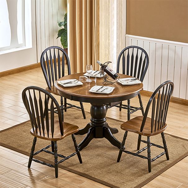 Solid Wood Traditional Dining Room Chair Matte Finish Windsor Back Side Chair