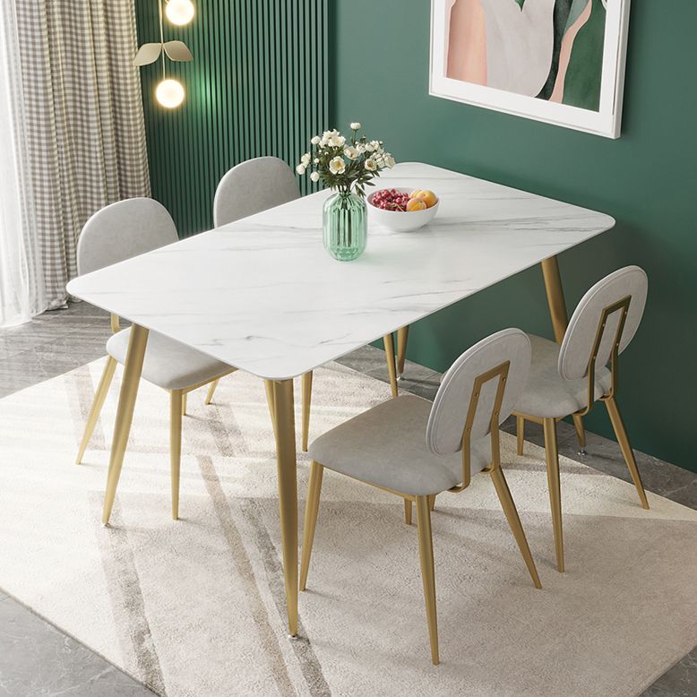 Luxusstil Sintered Stone Esstisch 4 Beine Basis Rechtecktisch für Zuhause