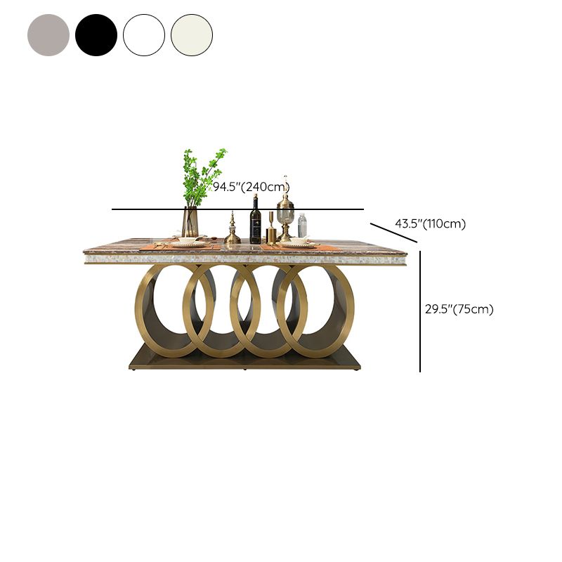 Traditional Luxury Dining Table Marble Rectangle Fixed Table for Home