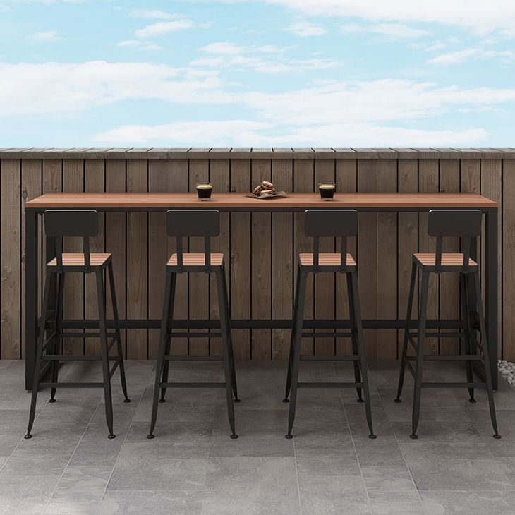 Luxurious Rectangle Wooden Bar Table Set 1/5 Pieces Counter Table with High Stools