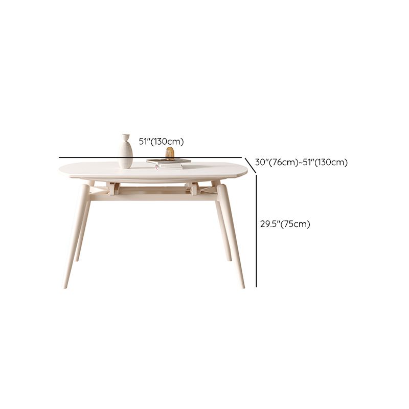 Round Extendable Dining Table Modern White Stone Tabletop with Double Drop Leaf