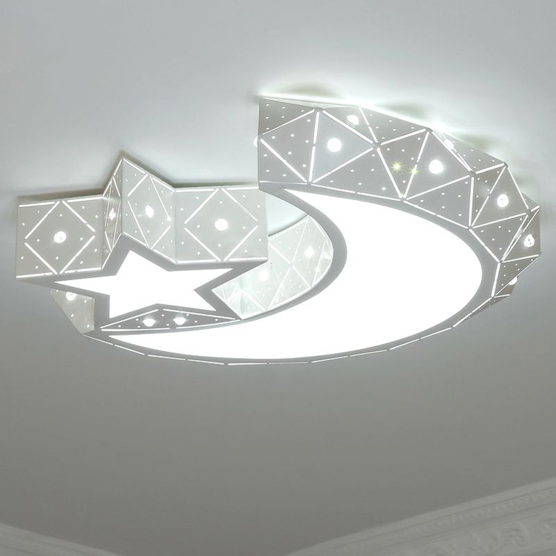 Moon And Star Flush Mount Ceiling Light 1 Light Acrylic Modern Flush Mount Ceiling Light for Bedroom
