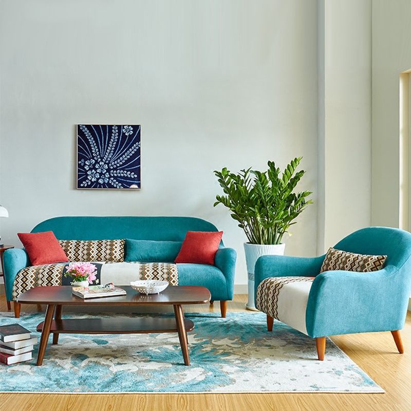 33.86" D x 31.89" H Curved Fabric 3-Seater Sofa Bohemia Style Sofa