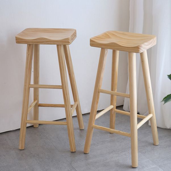 Coffee Shop Contemporary Barstool Indoor Wood 4 Legs Bar Stool with Pedal