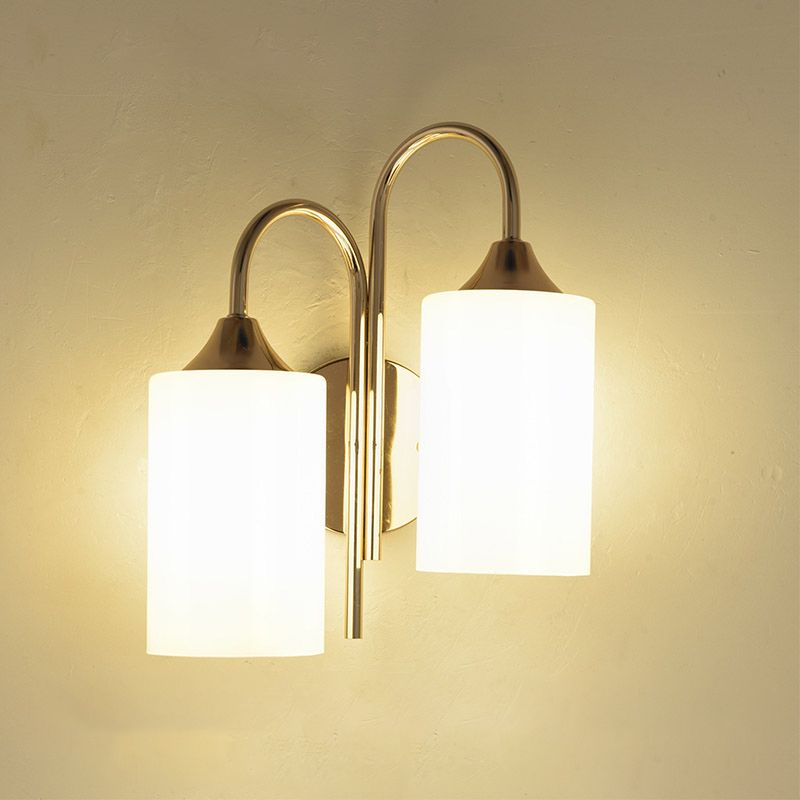 Modern Style Cylinder Wall Sconce Lights Glass 2 Lights Wall Mount Lighting