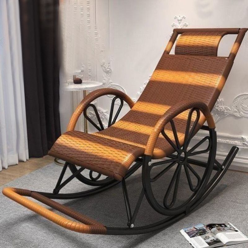 Contemporary Woven Rope Rocker Chair Wicker Rocking Chair for Home Decor