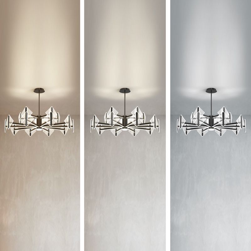 Creative Acrylic LED Chandelier Modern Style Pendant Light in Black for Bedroom