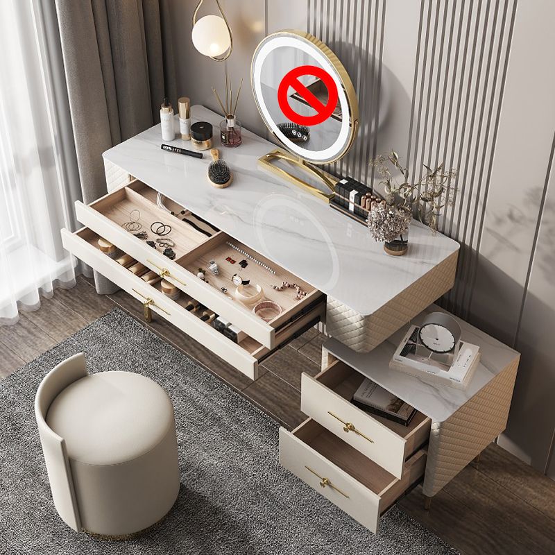 Luxurious Vanity with Storage Drawers Genuine Leather Makeup Vanity Desk