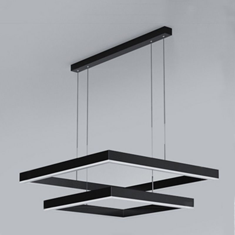 Luces colgantes colgantes de aluminio lámparas de colgación negras modernas de 2 niveles para sala de estar