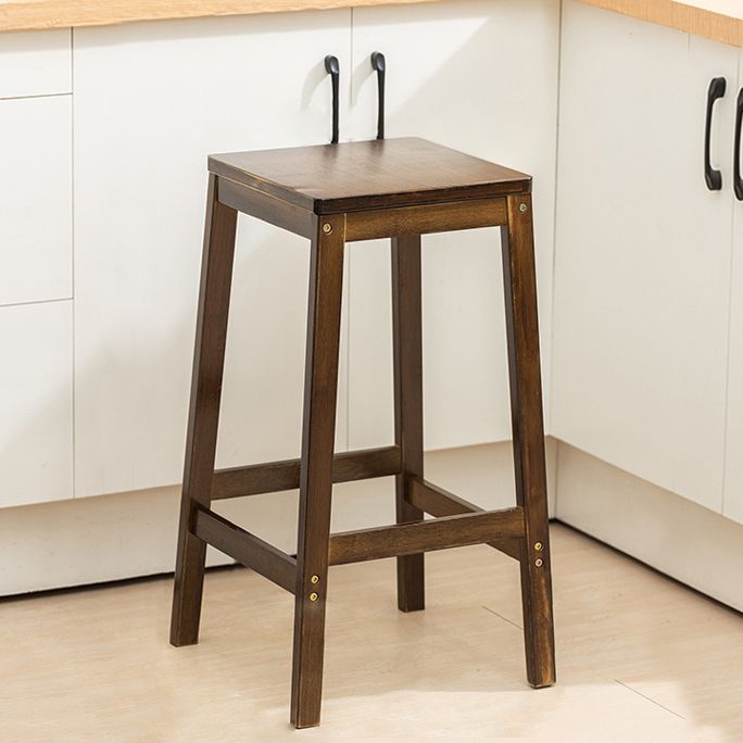 Modern Folding Armless Counter Stool Wood Living Room Bar Stool with Footrest