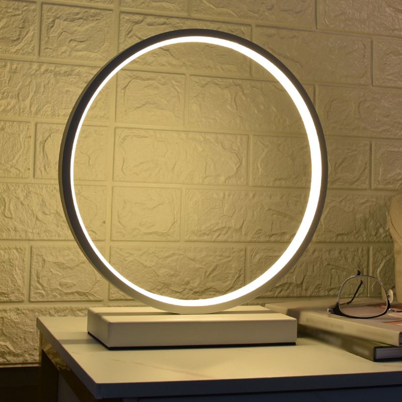 Linear Night Table Lamp Modern Style Metal 1 Light Nightstand Lamp in White