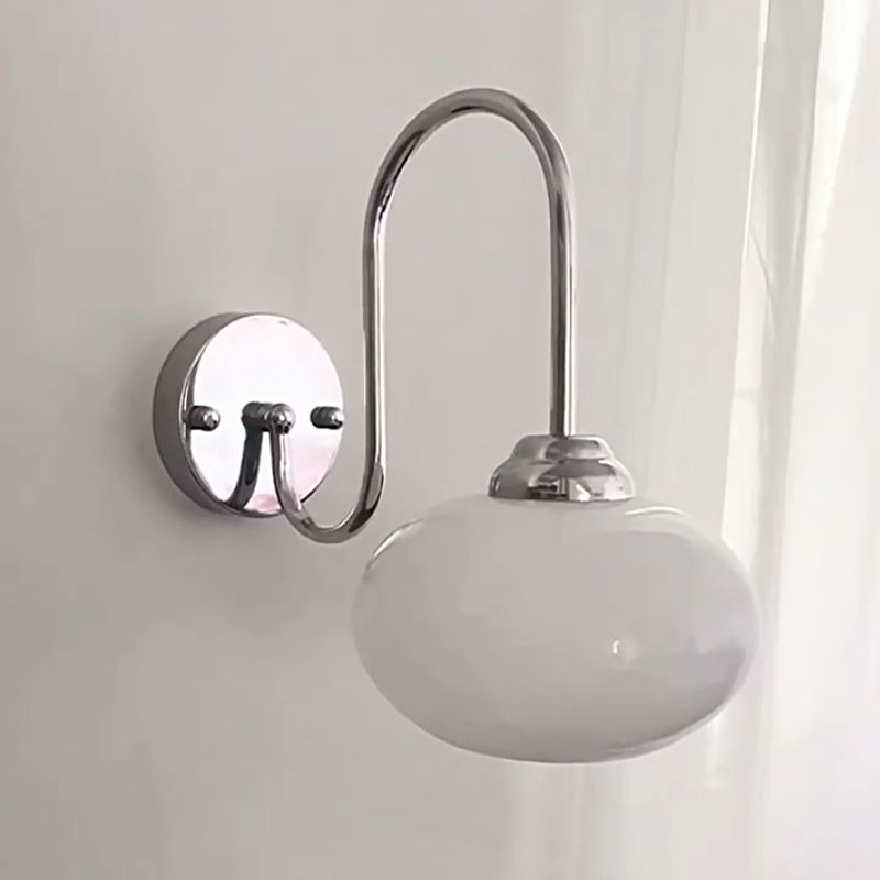 Nordic Style Wall Light Silvery Wall Lamp with Glass Shade for Bedroom
