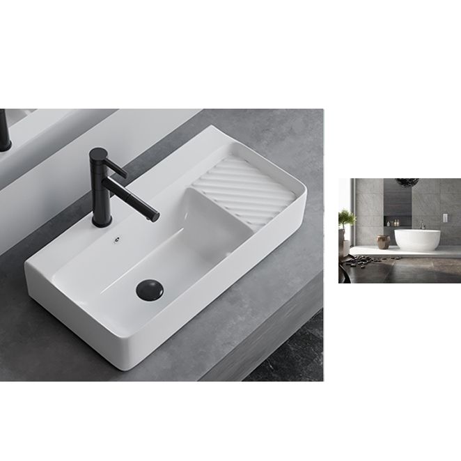 White Rectangular Trough Bathroom Sink Modern Trough Bathroom Sink