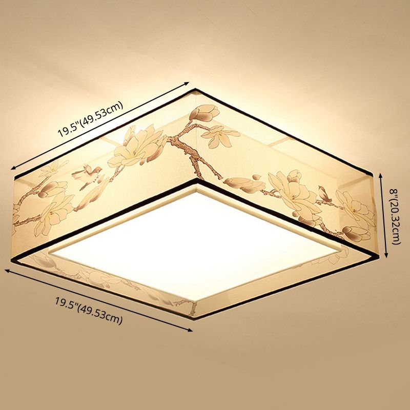 Luminaire encastré carré plafonnier encastré traditionnel en tissu beige
