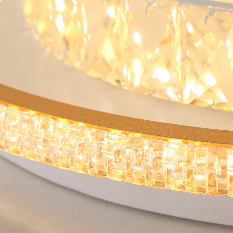 Lampe de plafond LED en cristal de forme géométrique de Style Simple moderne en fer 2 lumières pour chambre à coucher