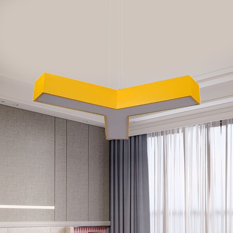 LED Kindergarten Chandelier Lamp Kids Red/Yellow Hanging Light Fixture with Y-Like Acrylic Shade