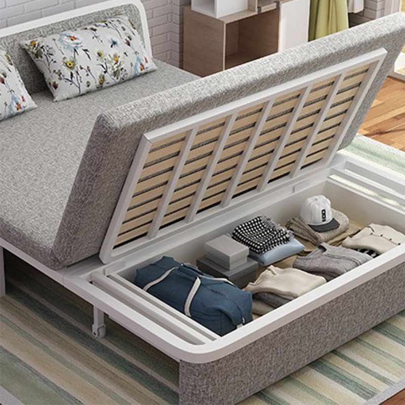 Linen Sofa Bed Scandinavian Square Arm Sleeper Sofa, 35.43" Wide