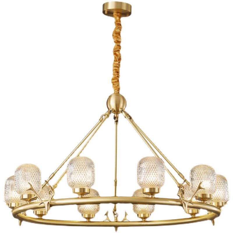 Wagenrad-Kronleuchter-Beleuchtung moderne Multi-Head-Suspensionslicht mit klarem Glasschatten