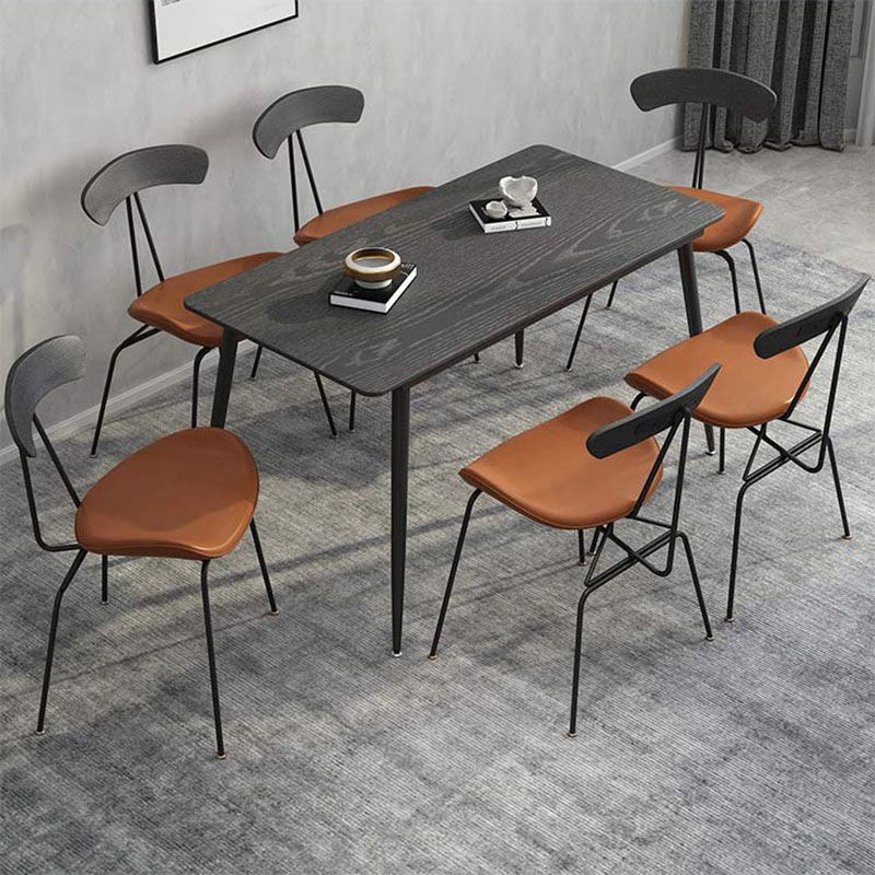 Industrial Open Back Armless Dining Chairs Leather Dining Side Chair