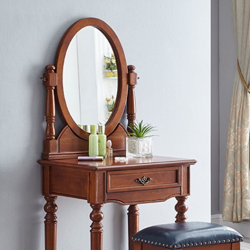 Traditional Dressing Table Stool Set Wooden Vanity Dressing Table for Bedroom