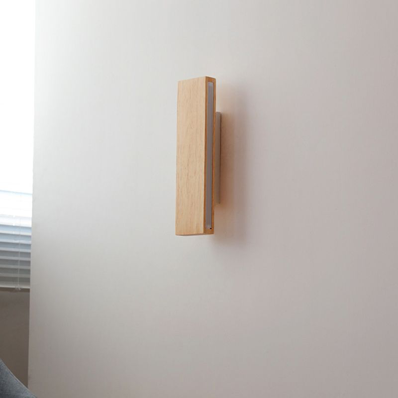 Single Modernism Beige Finish Wall Mounted Sconce Wooden Wall Light