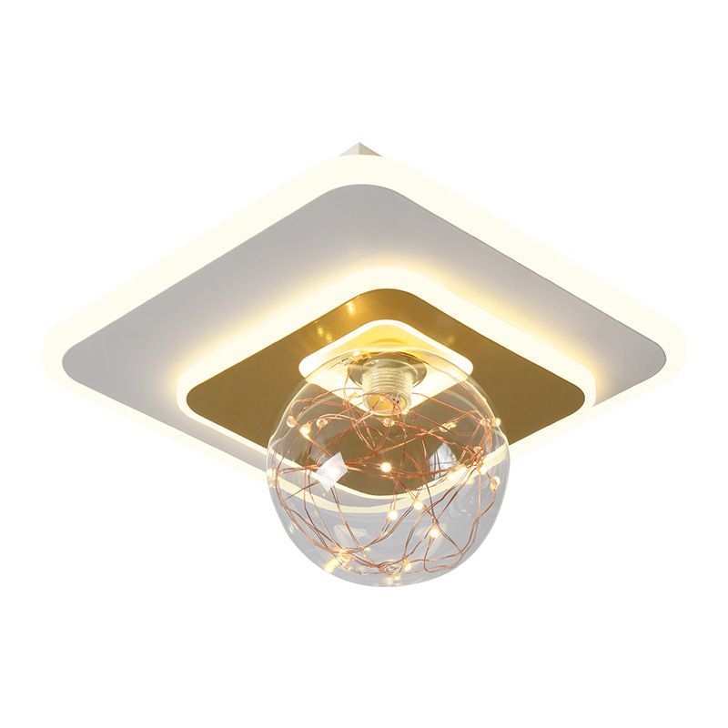 3-Lights Geometric Shade Flush Mount Modern Flush Mount Ceiling Lighting Fixture in Gold