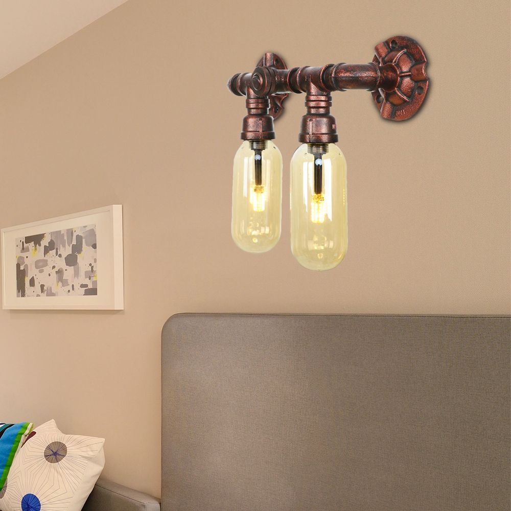 Metall verwitterte Kupferleuchte Lampenwasserrohr 2/4 Lichter Wohnzimmer LED -Wandhalterung Beleuchtung